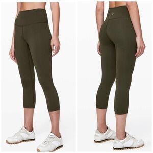 Lululemon Wunder Under Crop (High-Rise) Full-On Luxtreme 21” – Dark Olive size 4